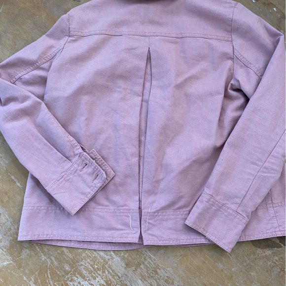 LOFT Dusty Pink Linen Blend Button Boxy Cargo Utility Jacket Size XXSP - Picture 8 of 14